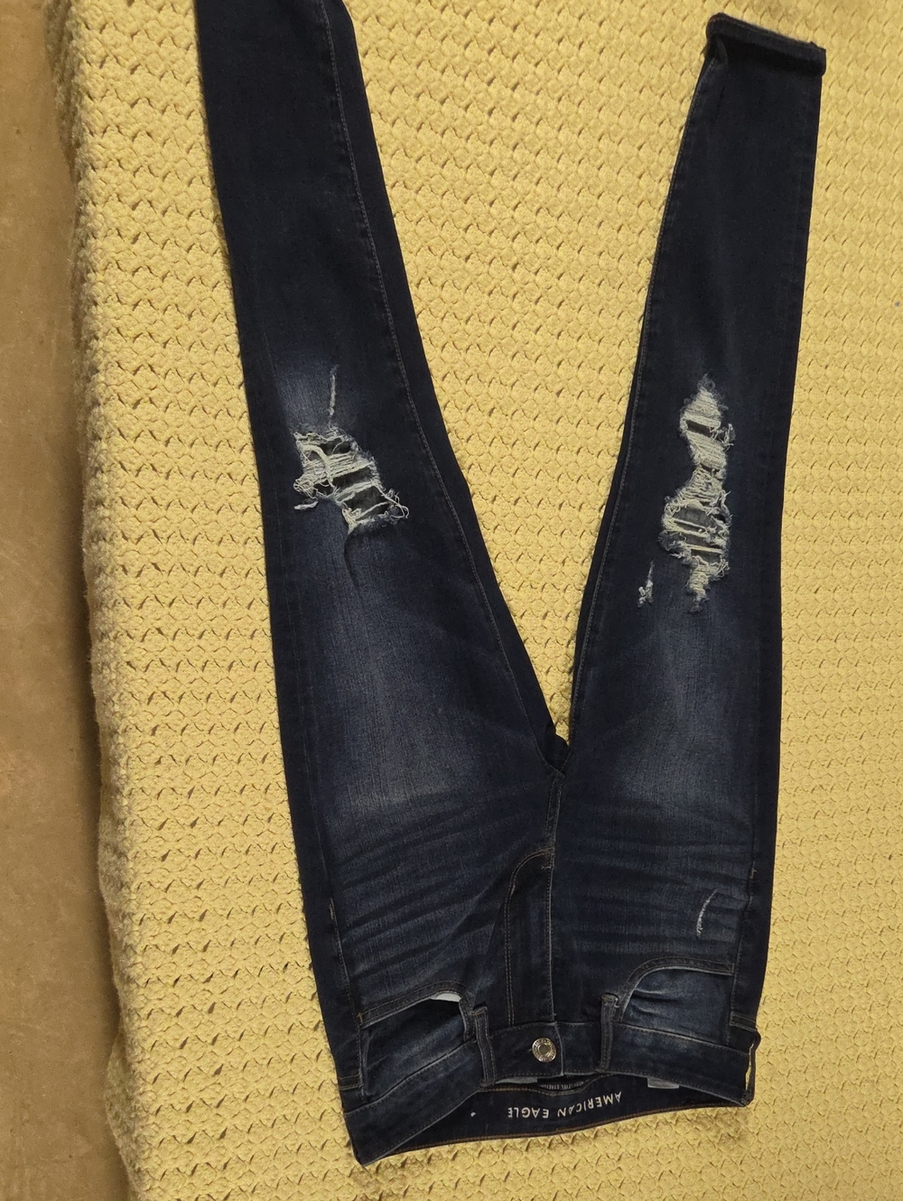 American Eagle Outfitters Navy Distressed Skinny Jeans